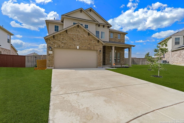 view of front of home with a porch and a front lawn