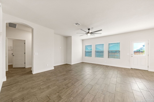 5129 Arrow Rdg, Marion, TX 78124 - empty room with dark hardwood / wood-style floors and ceiling fan