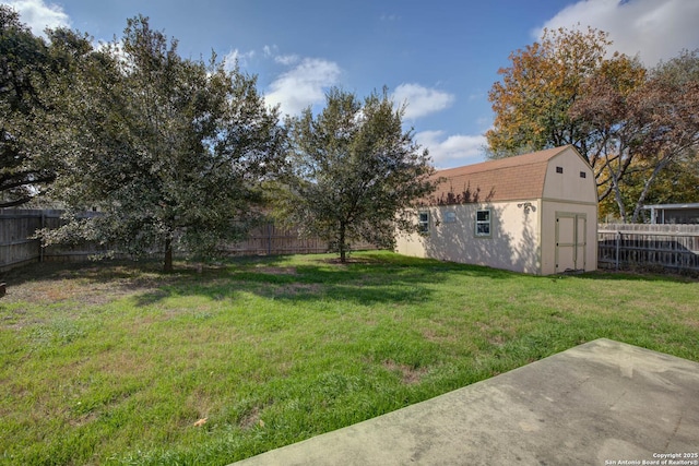 view of yard with a storage shed