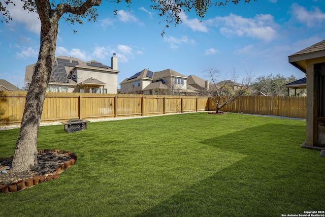 view of yard with a fenced backyard