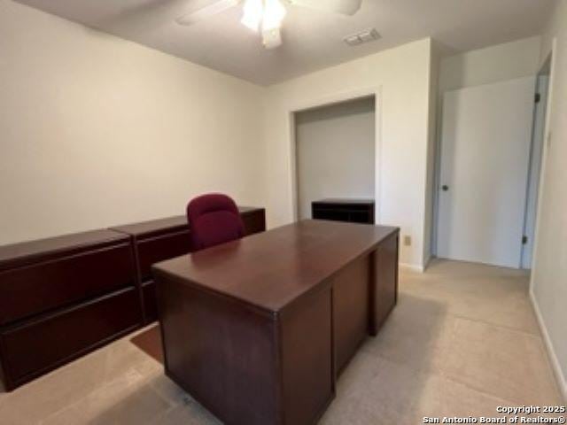 home office with ceiling fan