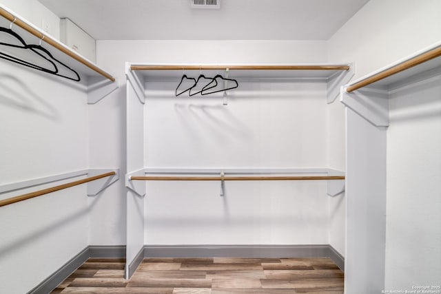 walk in closet featuring dark wood-type flooring