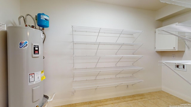 utility room with electric water heater