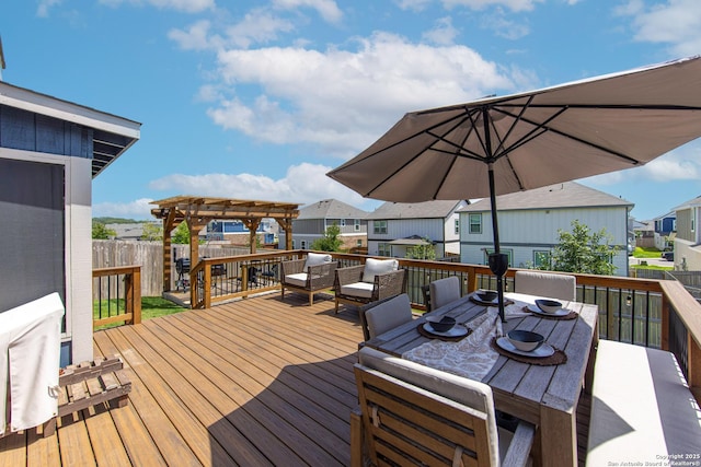 wooden terrace with a pergola