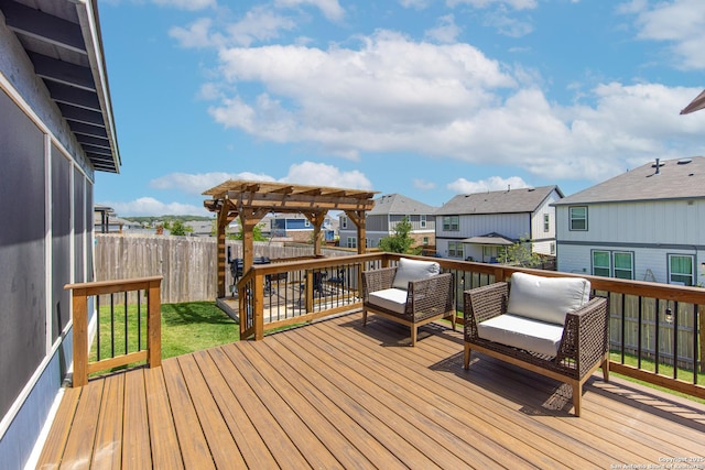 deck featuring a pergola