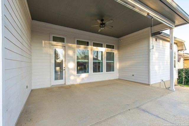 view of patio / terrace featuring ceiling fan