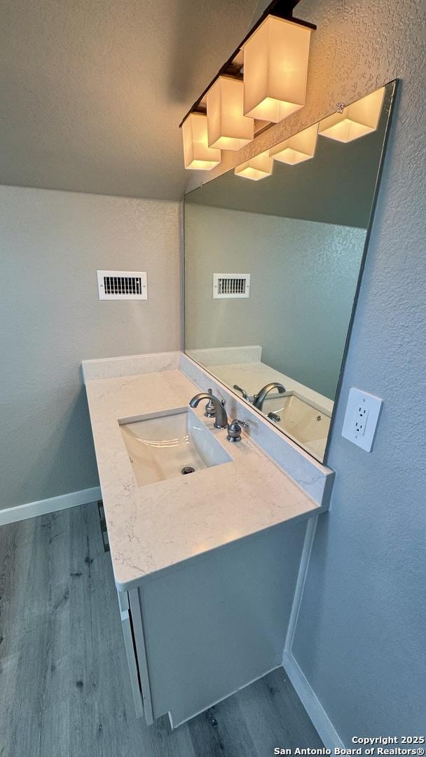 bathroom with sink and hardwood / wood-style floors