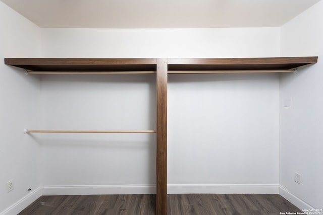 walk in closet featuring dark hardwood / wood-style floors