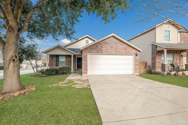 view of front facade with a garage and a front yard