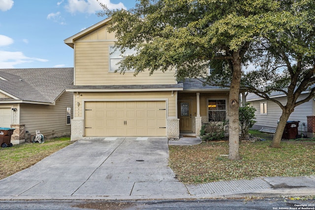 view of front of house with a garage