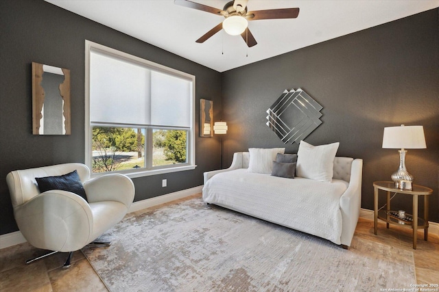 bedroom featuring ceiling fan