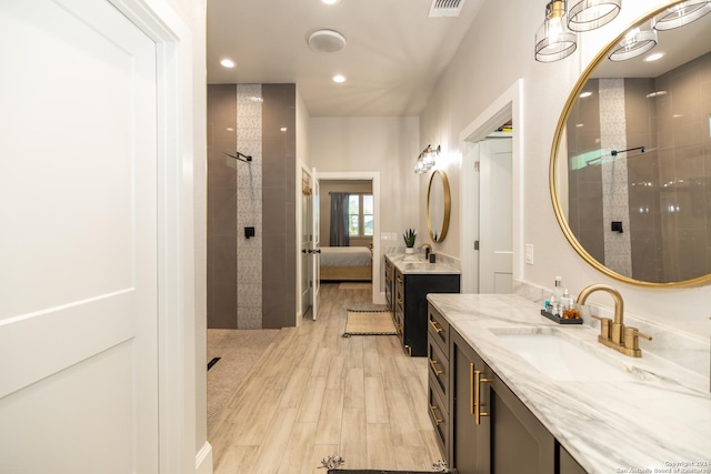 bathroom featuring wood-type flooring and vanity