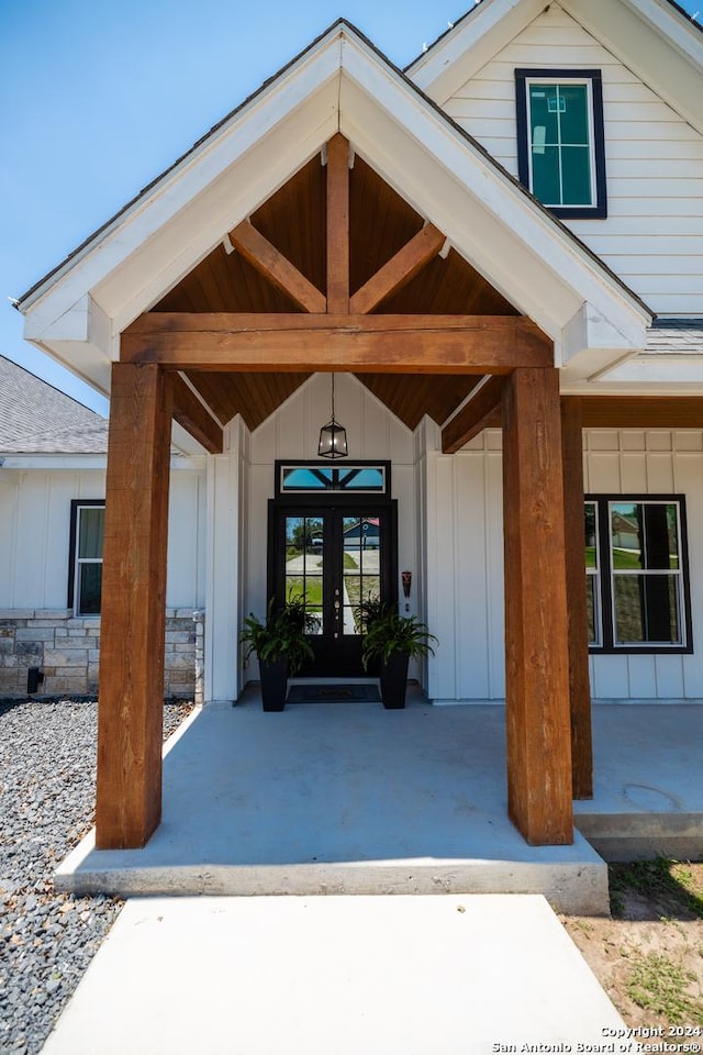 doorway to property with french doors