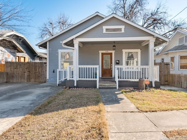 bungalow-style house featuring covered porch