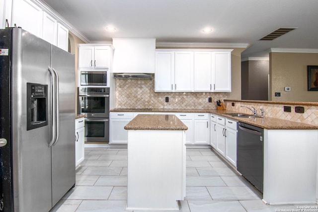 kitchen with white cabinets, light stone countertops, kitchen peninsula, and black appliances