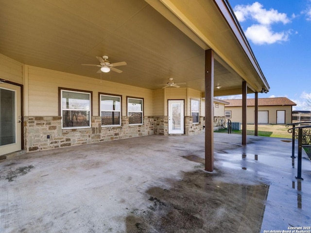 view of patio with ceiling fan