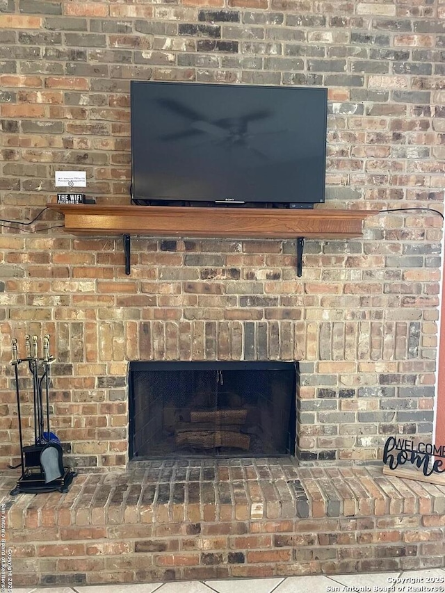 interior details with a fireplace