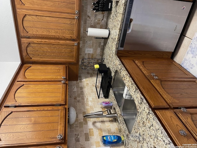 kitchen with light stone counters