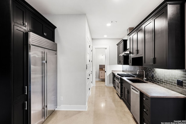 kitchen featuring sink, backsplash, and high quality appliances