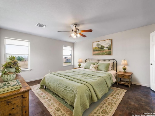 bedroom featuring ceiling fan