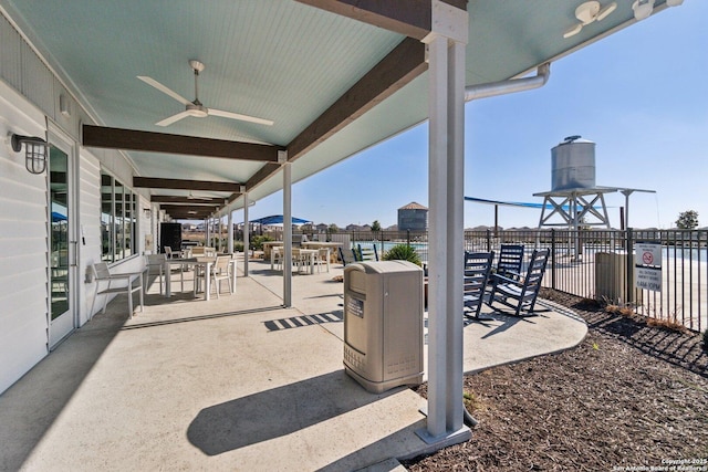 view of patio / terrace featuring ceiling fan