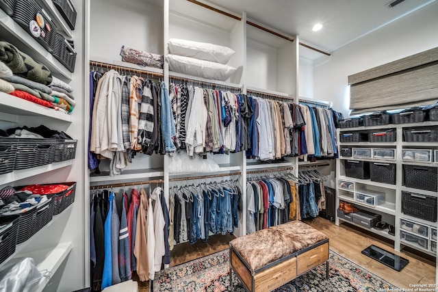 walk in closet featuring hardwood / wood-style flooring