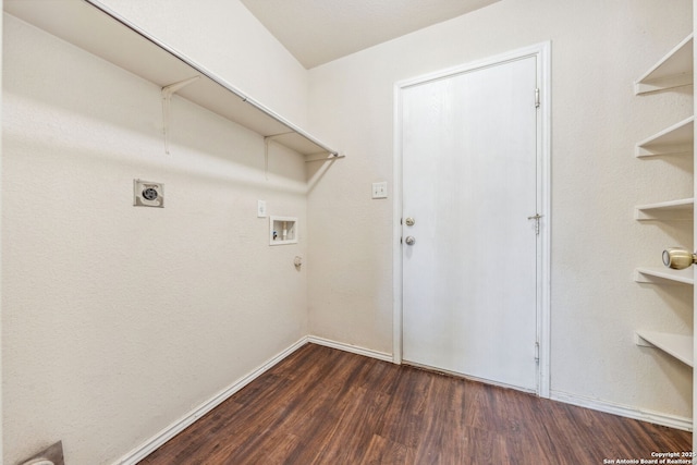 washroom with washer hookup, dark hardwood / wood-style flooring, and electric dryer hookup