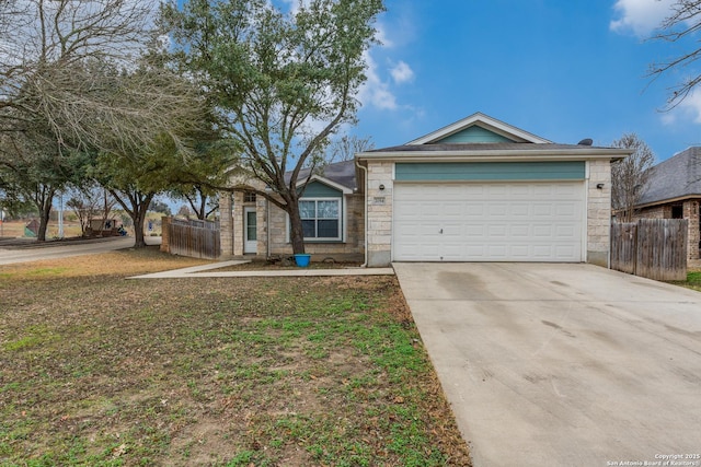 single story home with a garage