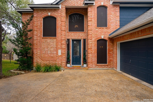 entrance to property with a garage