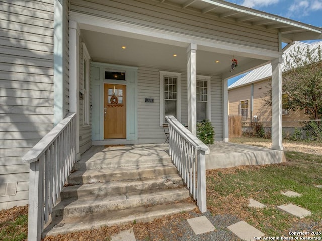 property entrance with a porch