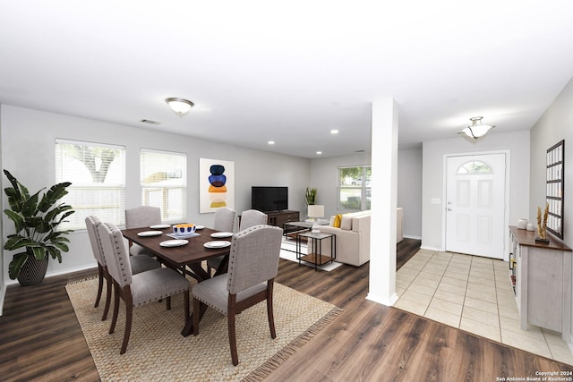 dining area featuring wood-type flooring