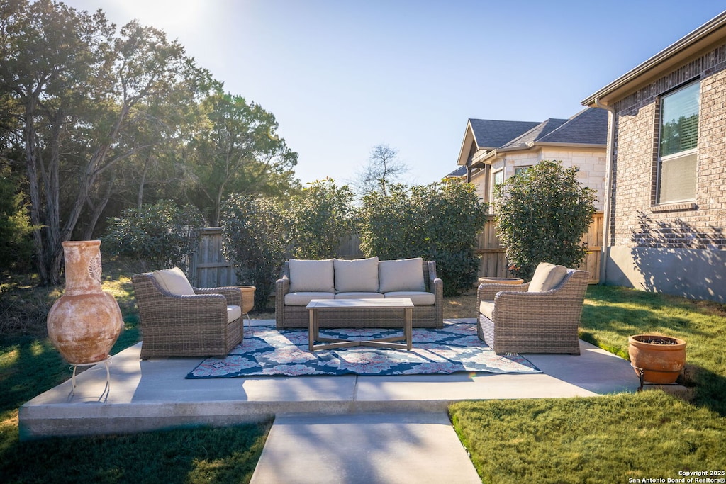 view of patio featuring an outdoor living space