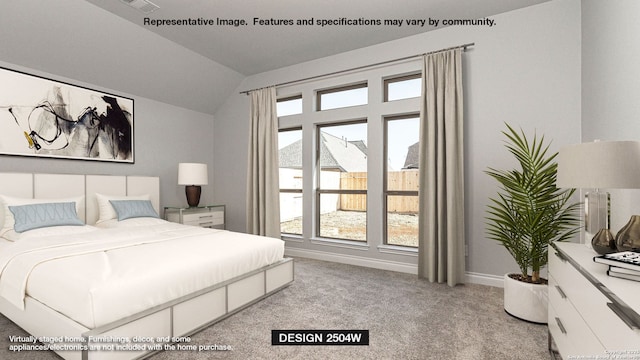 3157 Bee Hl, Schertz, TX 78108 - bedroom with vaulted ceiling, light colored carpet, and baseboards