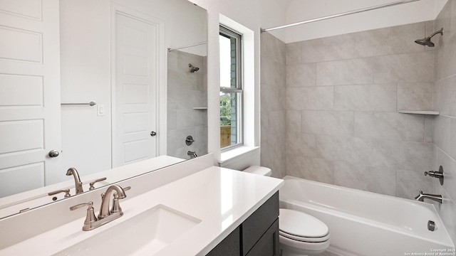 3157 Bee Hl, Schertz, TX 78108 - bathroom featuring toilet, vanity, and washtub / shower combination