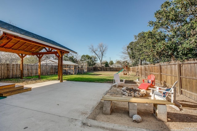 view of patio with a playground