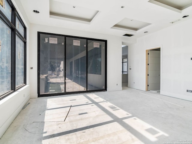 unfurnished room featuring a raised ceiling