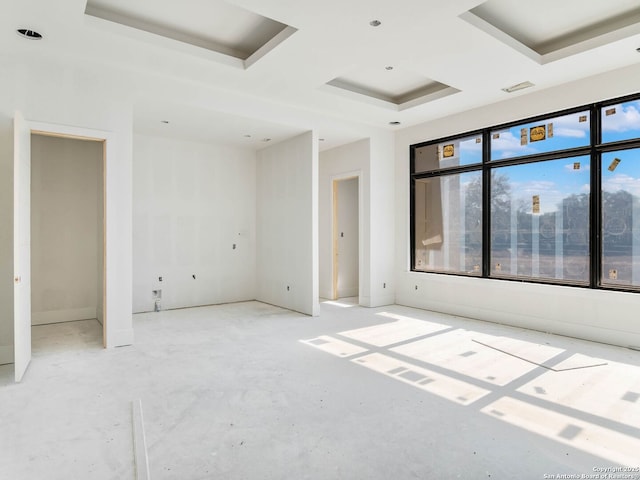 empty room with coffered ceiling