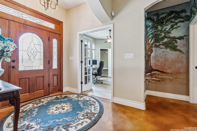 foyer entrance with concrete flooring