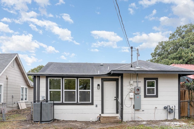 view of front of house with central air condition unit