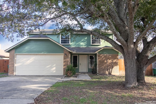 view of front of house with a garage