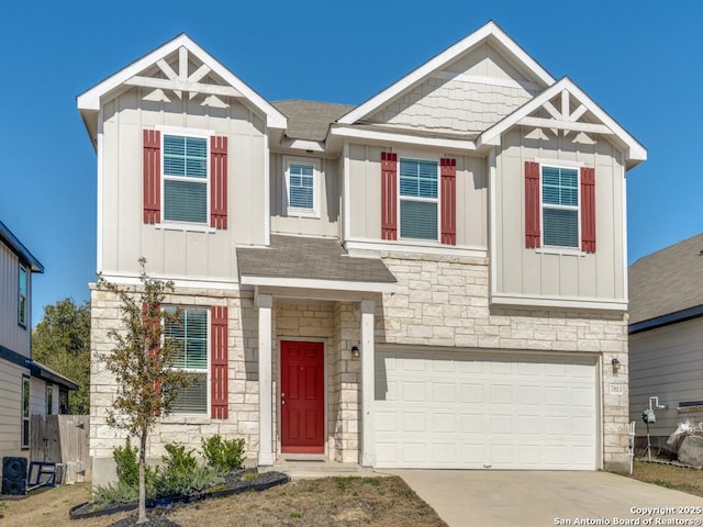 craftsman inspired home with a garage