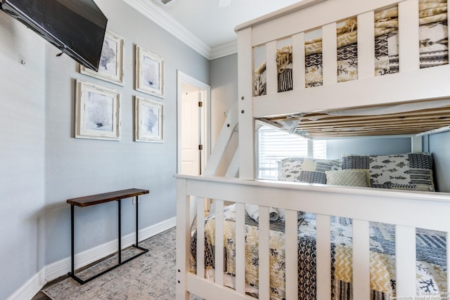 bedroom featuring ornamental molding