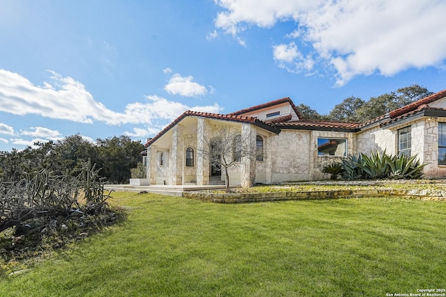 back of house featuring a yard