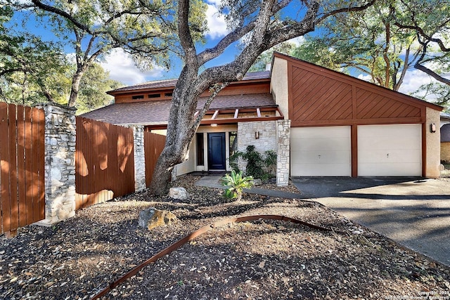 view of front of property featuring a garage