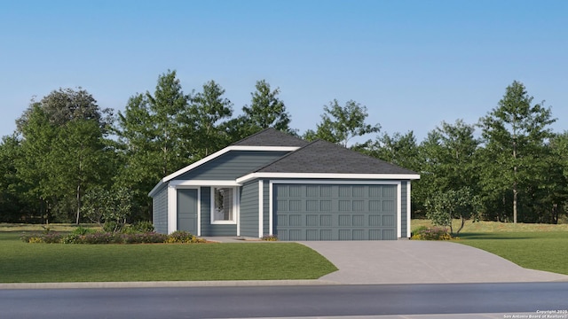 view of front of house featuring a garage and a front yard