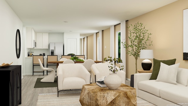 living room featuring light wood-type flooring