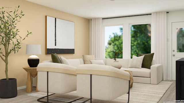 living room featuring light hardwood / wood-style flooring