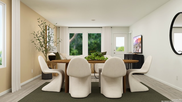 dining area featuring light hardwood / wood-style floors