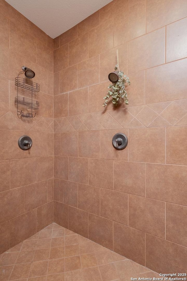 bathroom with a tile shower