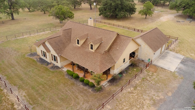 drone / aerial view with a rural view